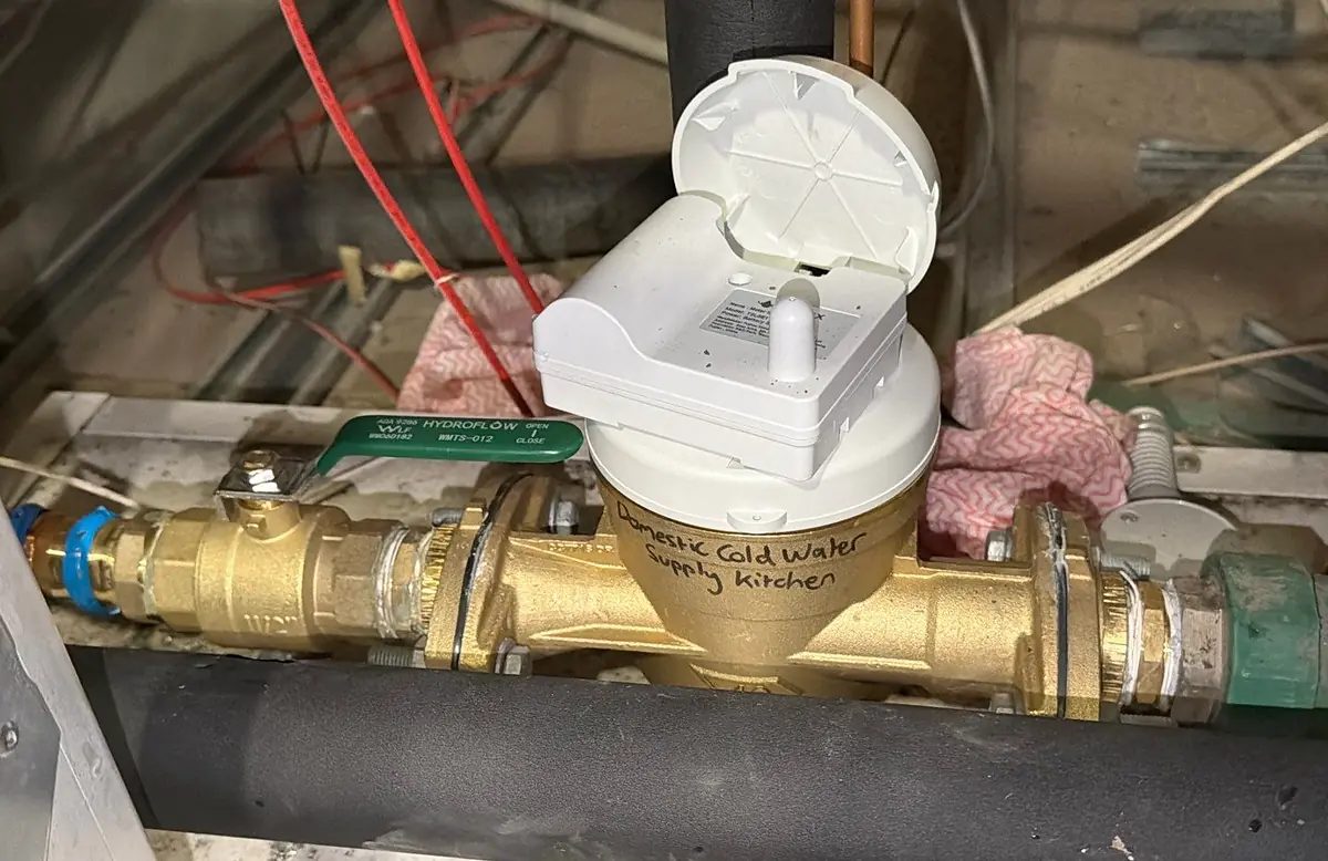 Labelled kitchen cold water meter with data logger